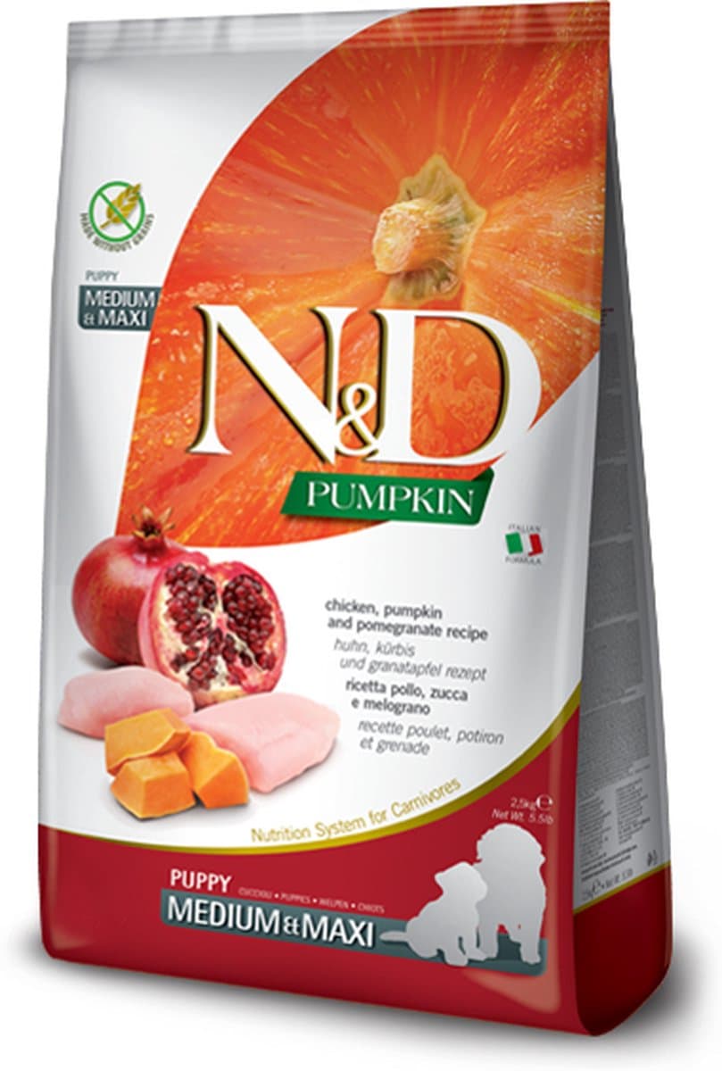 N&D Pumpkin puppyvoeding Kip medium/maxi 12 kg