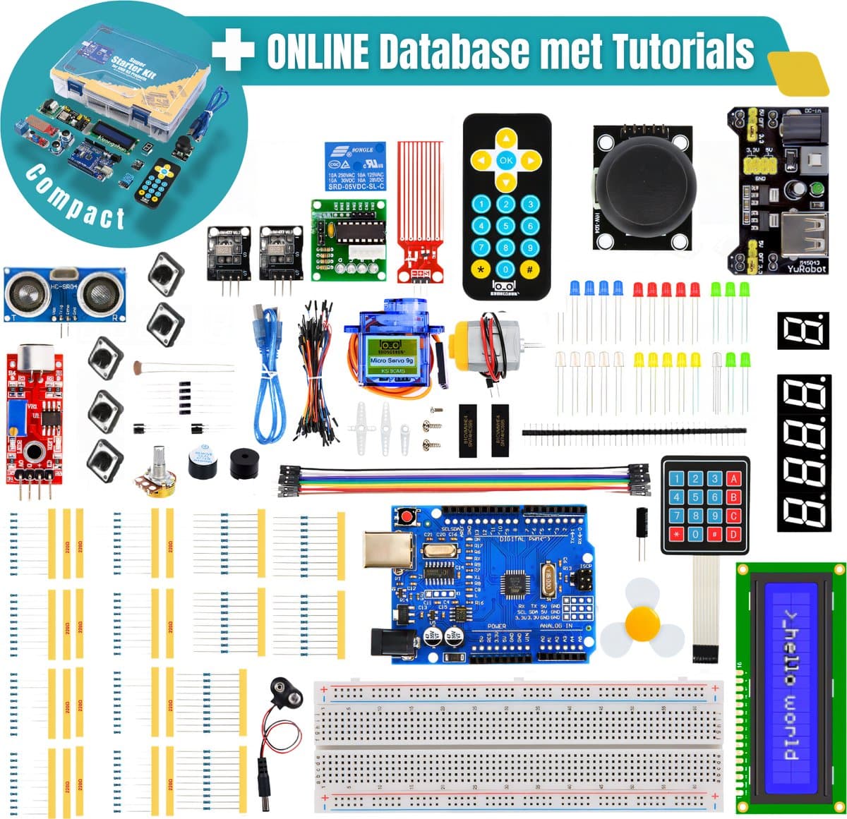 Sminty® Programmeerbord Starter Kit Uno R3 - Elektronica Starterset – 239 Componenten – Inclusief Handleiding & Online Database – Ideaal voor Beginners & Gevorderden