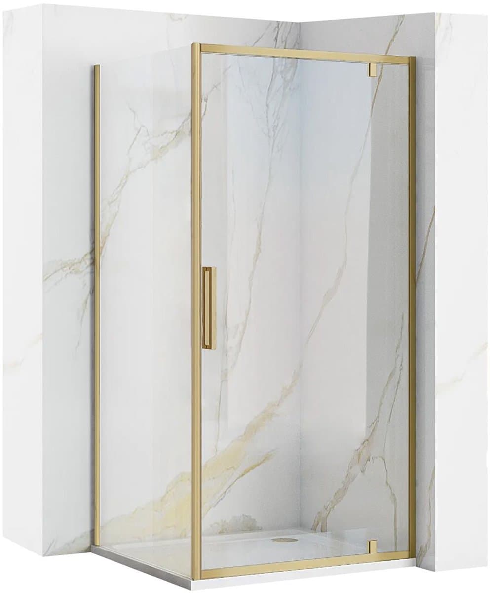 Rea Rapid Swing - Hoekdouchecabine - Geborsteld Goud - 90X90 Vierkant - 90X90X195Cm