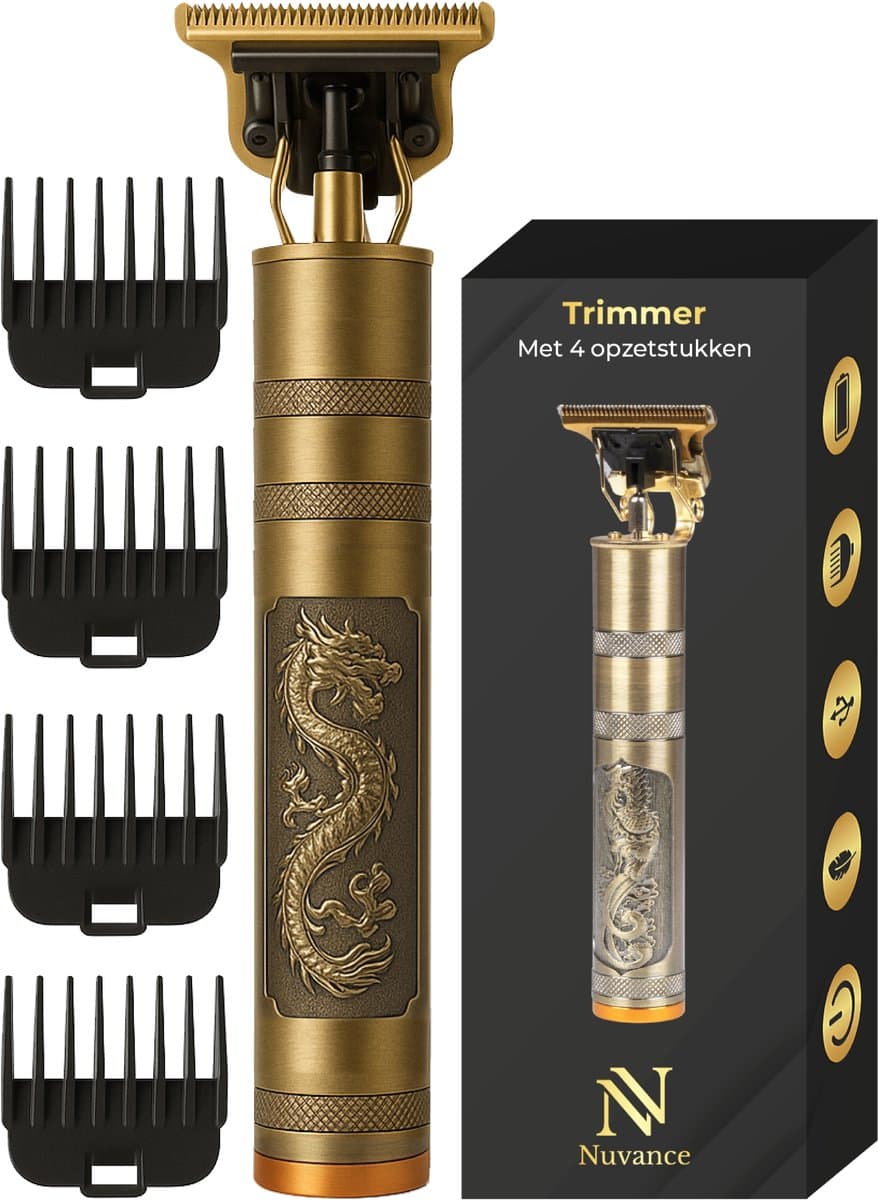 Nuvance - Tondeuse Mannen - Tondeuse Hoofdhaar - Inclusief 4 Opzetstukken - Baardtrimmer en Haartrimmer Mannen - Tondeuses - Usb Oplaadbaar