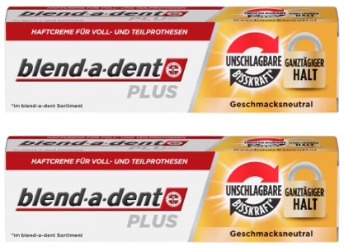 Blend-a-dent - Plus Premium kleefcrème - Onovertroffen fixatie - voor gebit en deelprothese - Voordeelset 2 stuks a 40 gram!!