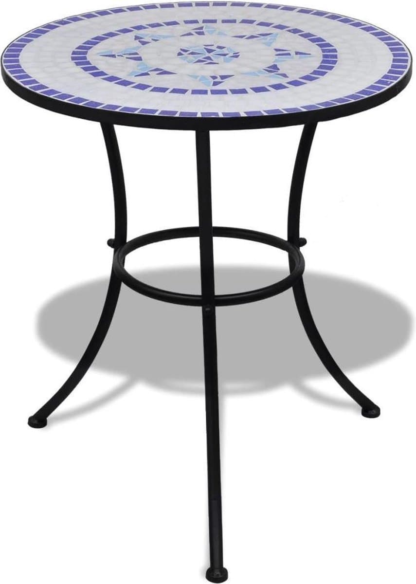vidaXL Bistrotafel - Mozaïek Blauw en Wit, 60 cm