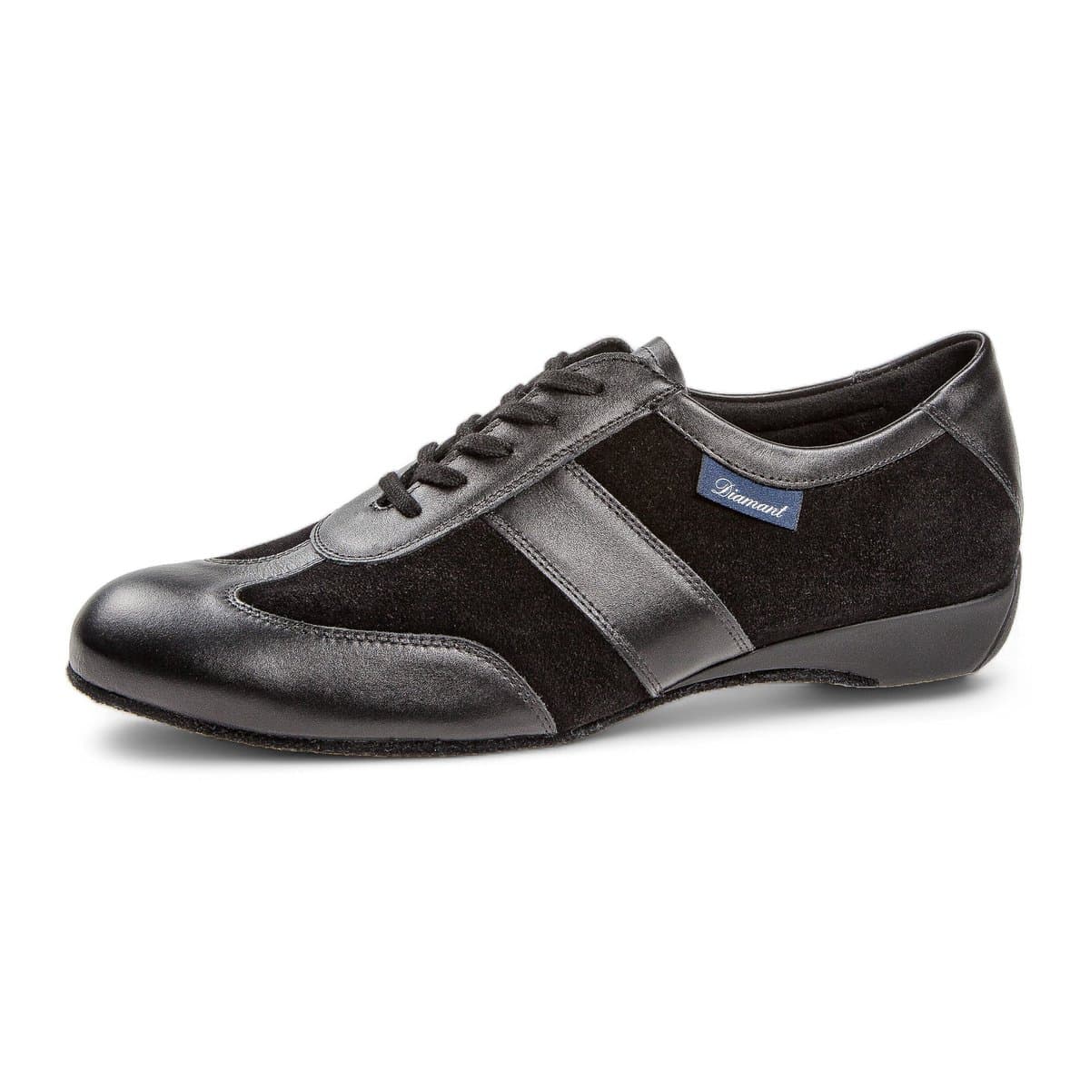 Diamant 123 - 225 - 070 - Ballroomsneaker - Heren Dansschoen - Casual Look - Comfortabele pasvorm - Flexibele suède zool - Dansers bredere voet - Latin, Ballroom, Tango, Salsa, Kizomba, Bachata - Diamant - Zwart - 37 1/2