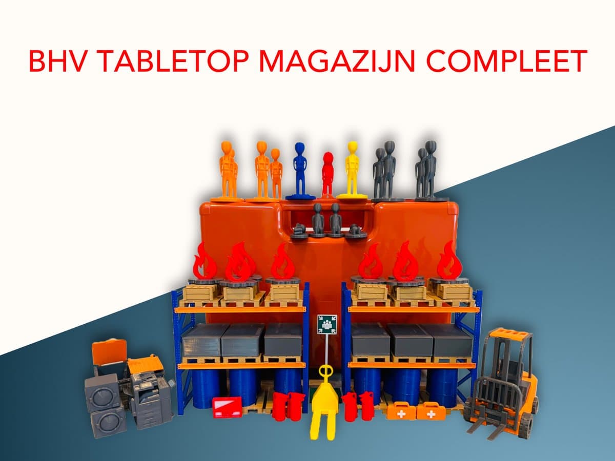 BHV Tabletop Magazijn Compleet - Oefenset voor BHV training, ontruiming en calamiteitenoefeningen