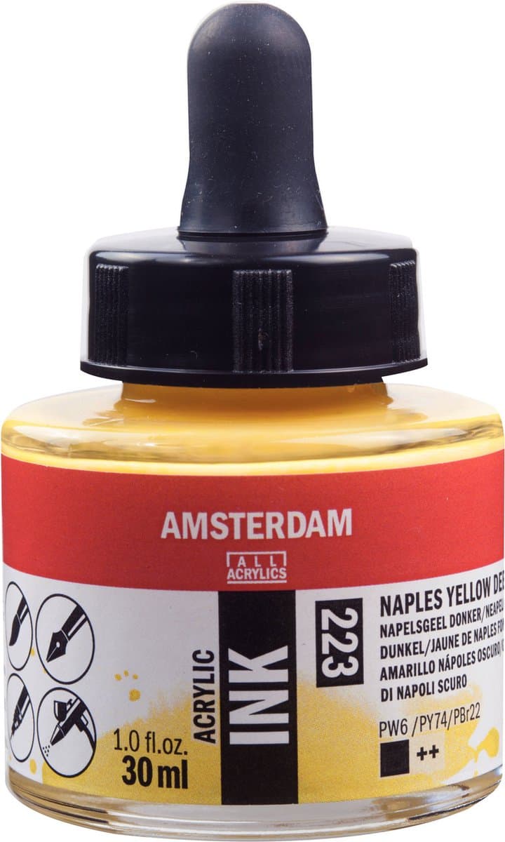 Amsterdam Acrylic Inkt Fles 30 ml Napelsgeel Donker 223