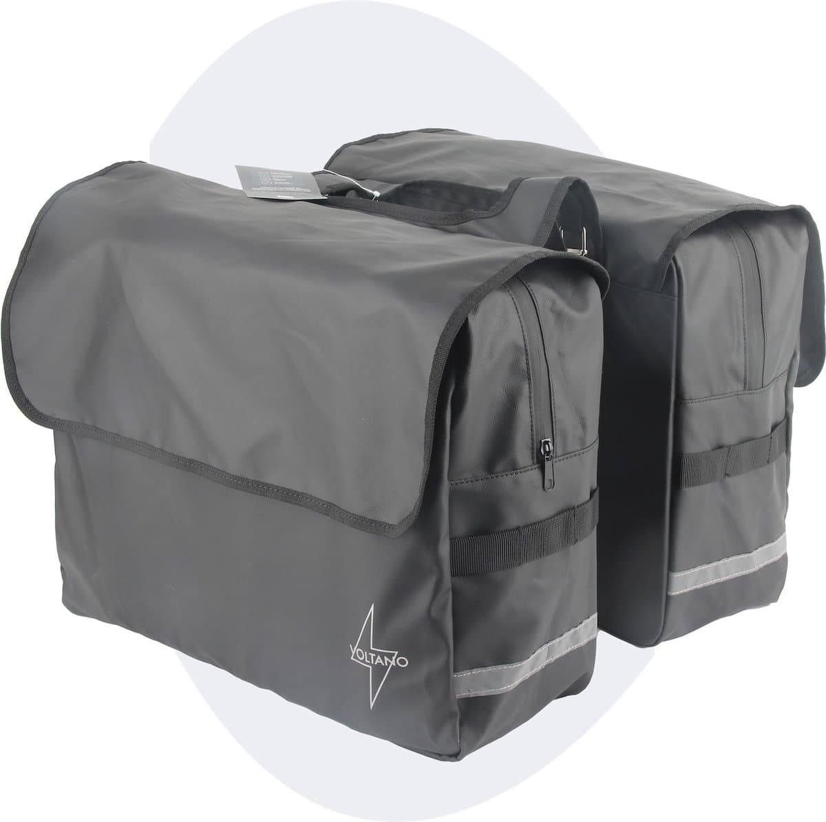 Voltano Luxe E-bike Dubbele Fietstas XL - Zwart - 44 Liter - 100% Waterdicht - Tarpaulin - Fietstassen Voor Elektrische Fietsen