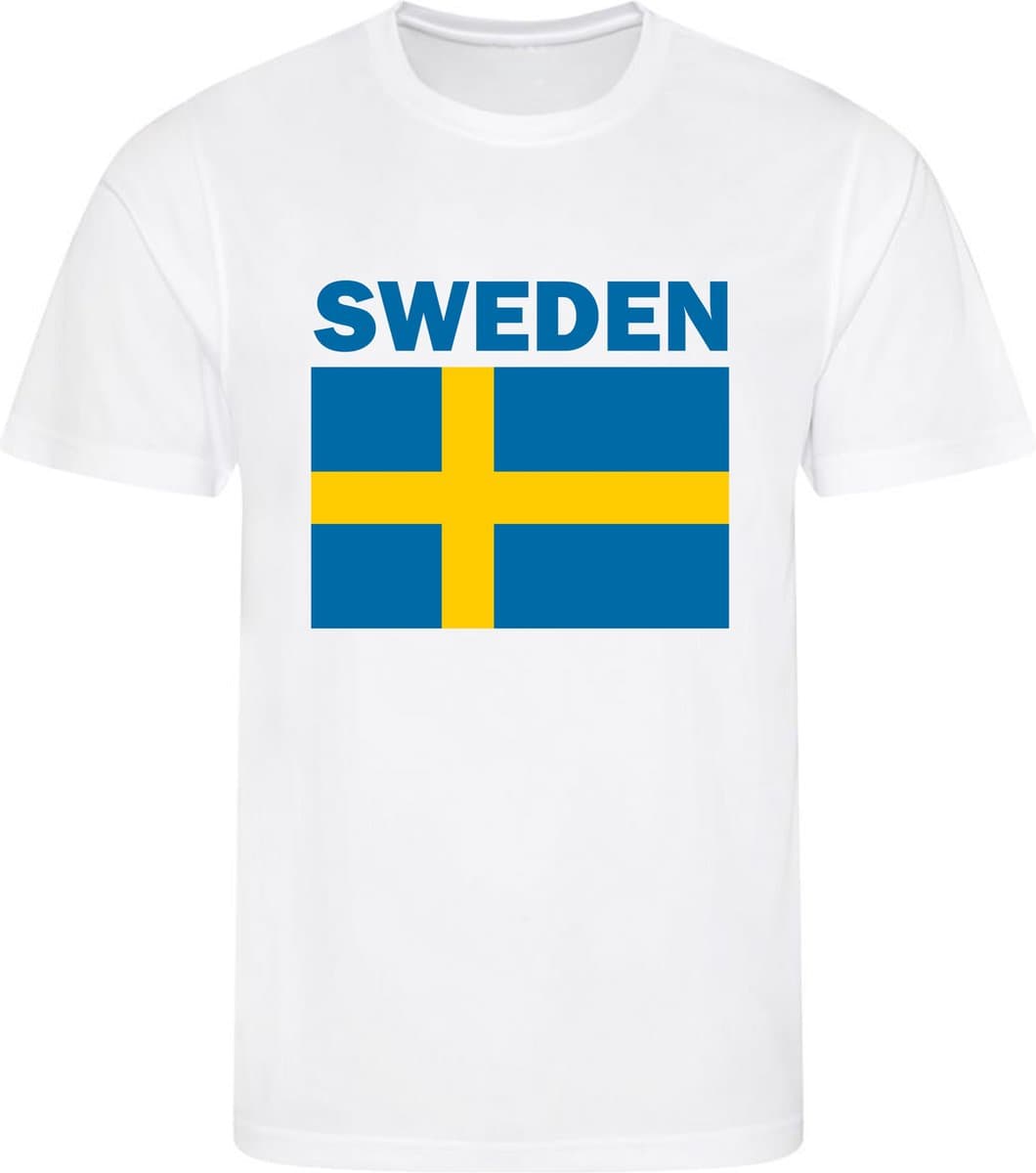 Zweden - Sweden - T-shirt Wit - Voetbalshirt - Maat: 146/152 (L) - 11-12 jaar - Landen shirts