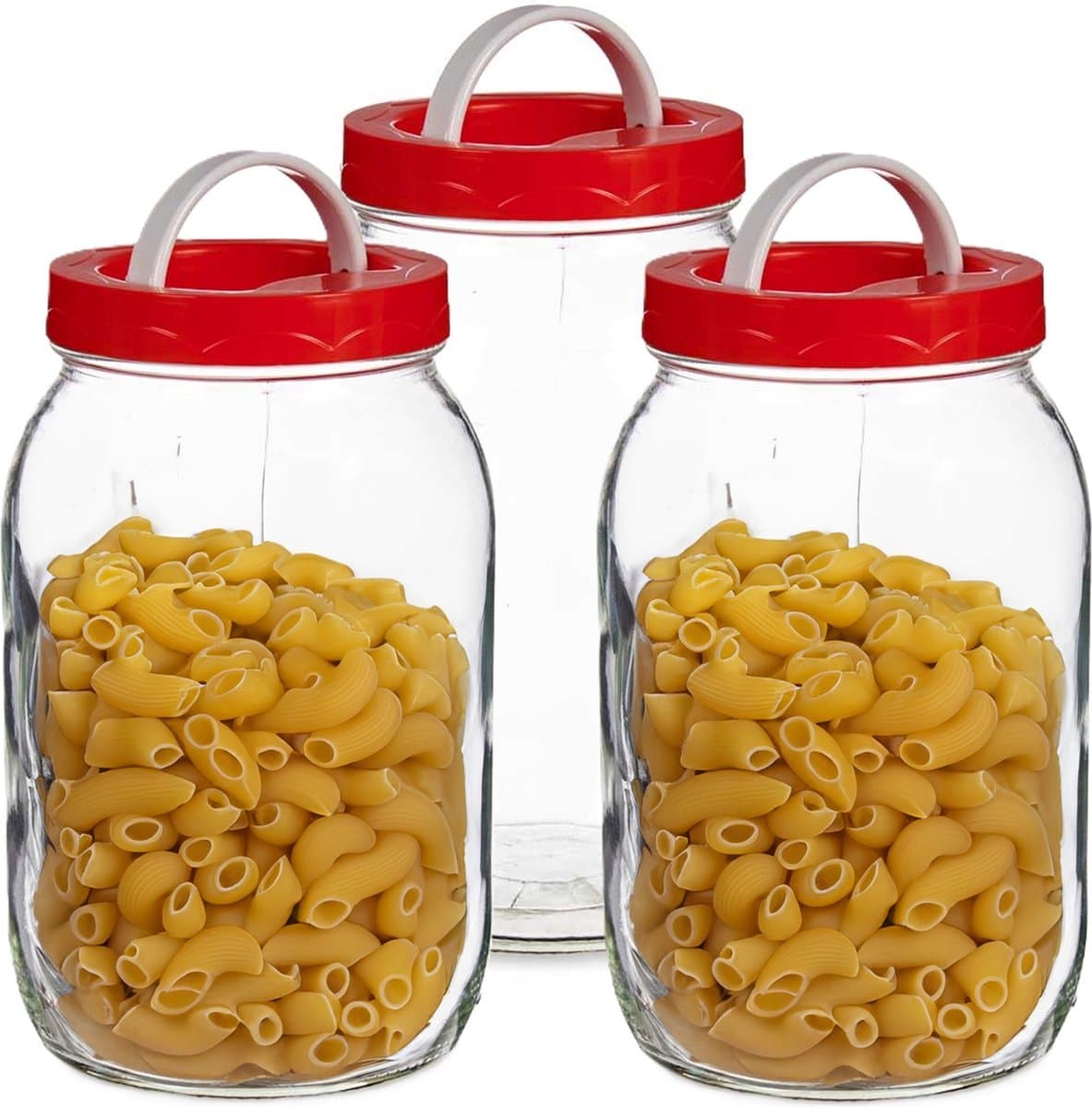 Vivalto Voedsel weck/opslag container/voorraadpot - 3x - glas - 2 liter - schroefdop - transparant - 12 x 21 cm
