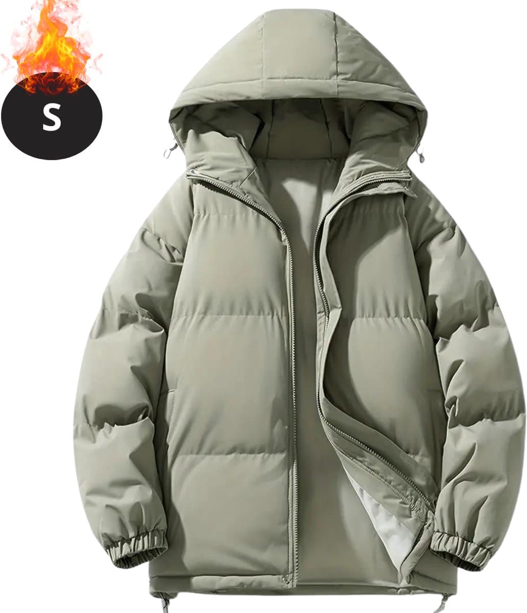 Nivard Winterjas - Parka - Heren - Winter - Jas - Volwassen - Stijlvol - Met Capuchon - Gewatteerde Jas - Grijs Groen - S