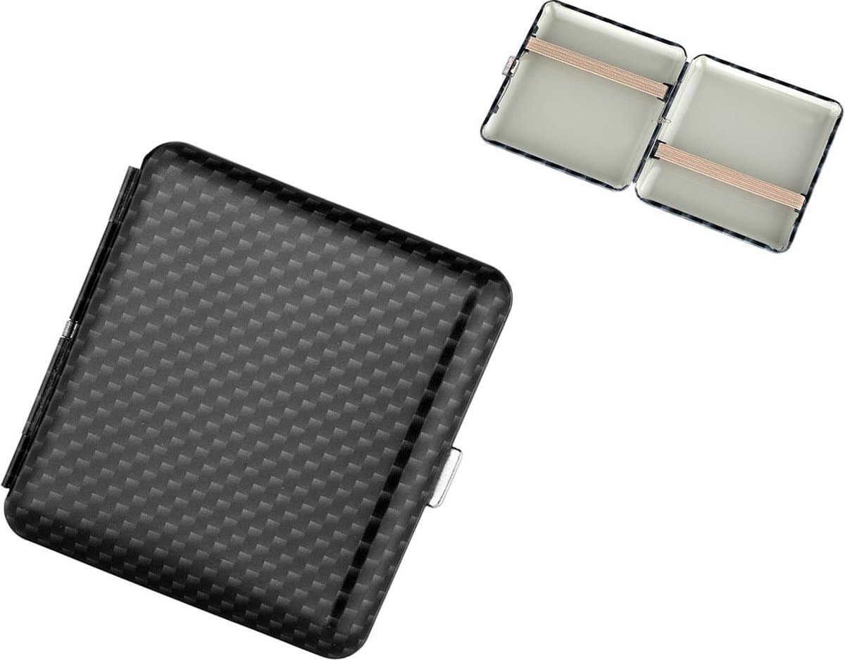 Angelo Sigarettenhouder - Sigarettendoosje - Sigaretten Box - Hoge kwaliteit - Zwart Carbon Look- 20 Sigaretten
