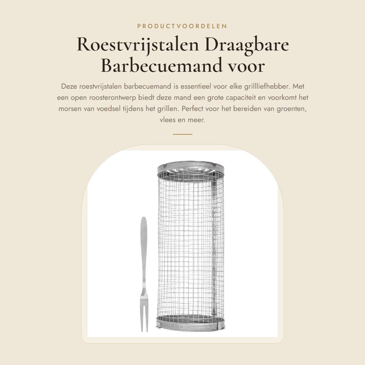 Dailygoods- Barbecuemand Roestvrij Staal - Grillmand BBQ - Hittebestendig - Mesh Deksel - Grote Capaciteit - Voor Groenten/Vlees