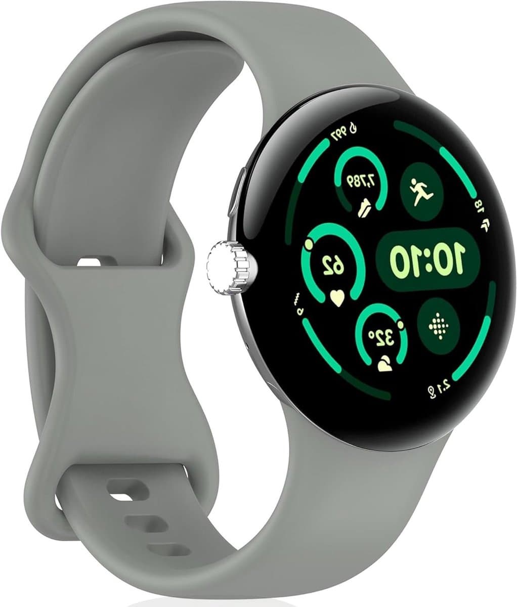 Comfortabele Silicone Sportband voor Pixel Watch 4 en 3 - Grijze Armband voor 45mm Smartwatch, Ademend en Duurzaam