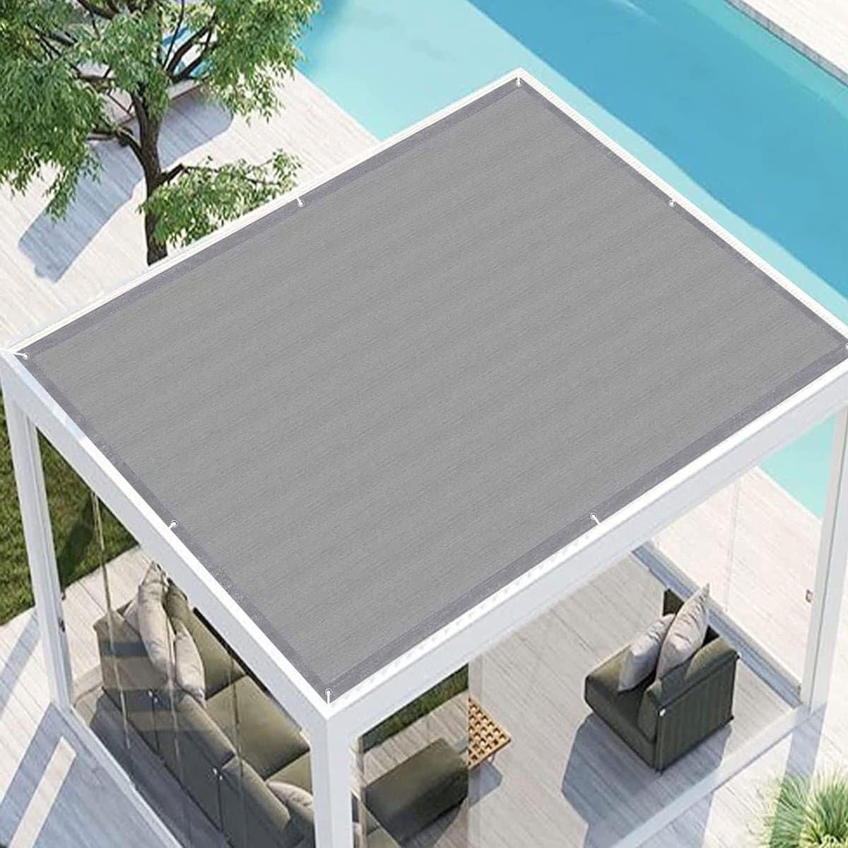 Zonnezeil - Schaduwdoek Balkon - Privacy creëren - Ademend HDPE materiaal - 1.6x8.5m - Grijs