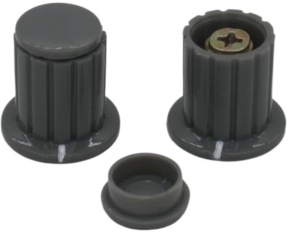 Potentiometer Knoppen - Draaiknop Doppen - Elektronica Reparatie - Koperen Kern - 10 Stuks - Grijs