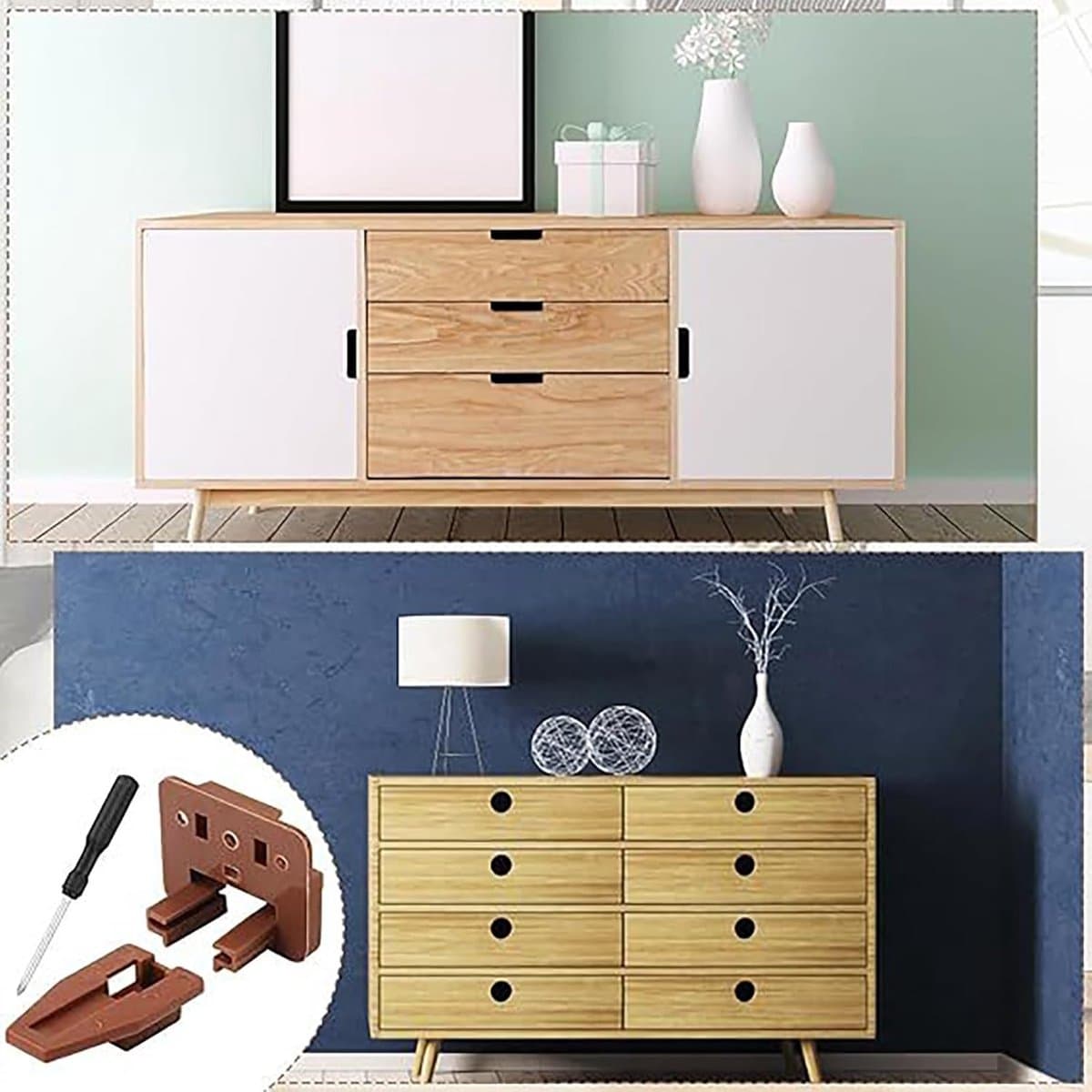 Ladegeleiders Set - Schuifrails Laden - Meubels Repareren - Centrale Bevestiging - 10 Sets - Wit