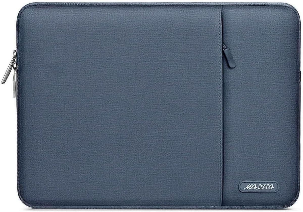 MOSISO Laptophoes tas 16 inch, 15-15,6 inch laptoptas, compatibel met MacBook Pro 16" M5 M4 M3 M2 M1, Lenovo HP Acer Dell ASUS, polyester verticale laptophoes met voorvak, Haze blauw