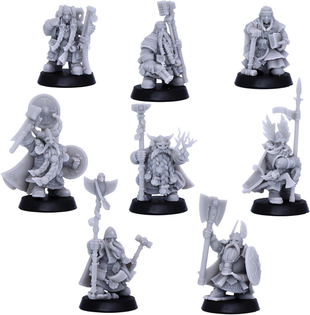 Dwerg Karakter Miniatuur - Heldenfiguren Set - Tabletop RPG - Hoogwaardige Hars - 28mm Schaal - Grijs