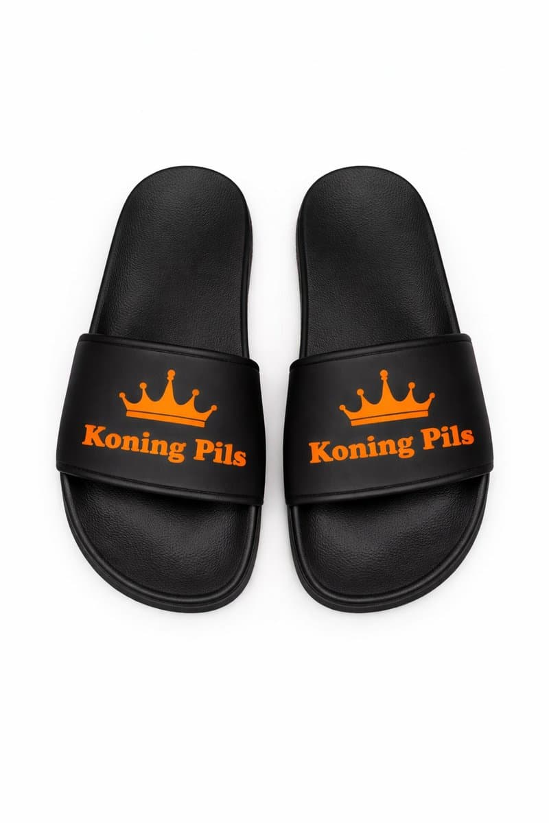 Koning Pils Slippers – Zwart – Heren & Dames – Comfortabel – Perfect voor Feest & Festival – Maat 39