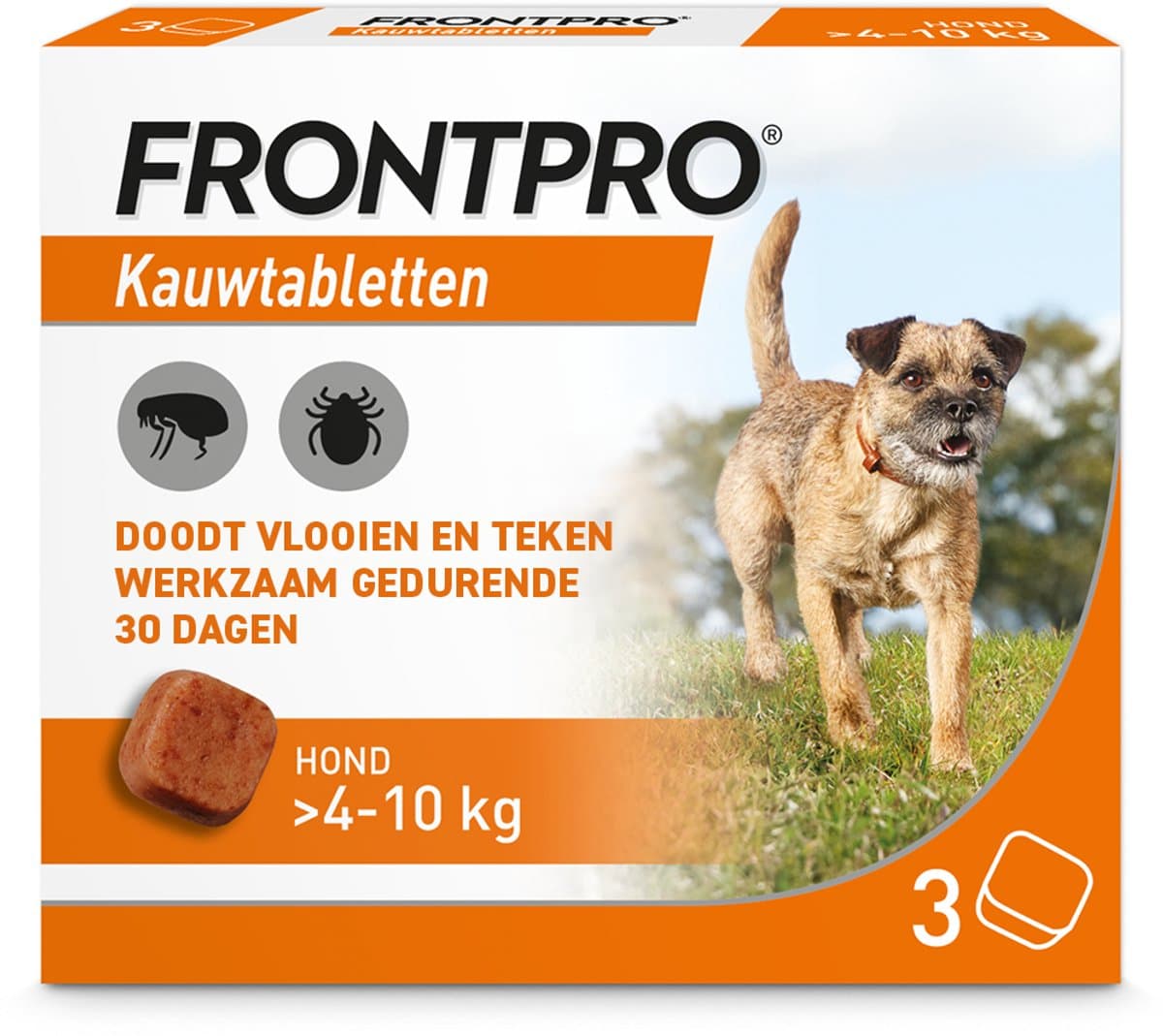 Frontpro Anti vlooien kauwtablet - Hond M 4-10 kg - 3 tabletten