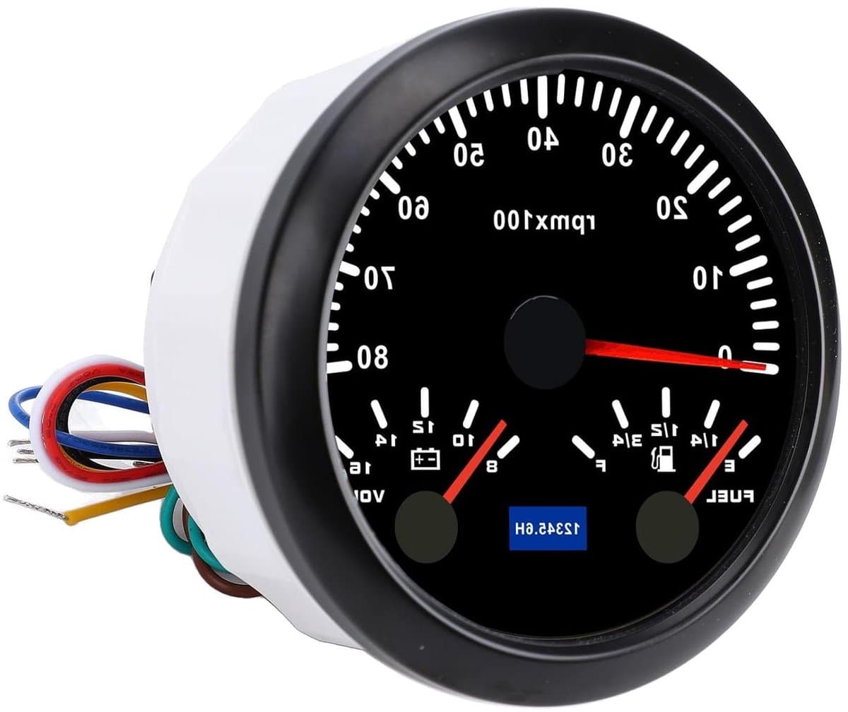 3-in-1 Toerenteller - Motor meter - Prestaties Monitoren - 7 Kleuren Verlichting - 85 Mm - Zwarte Wijzerplaat
