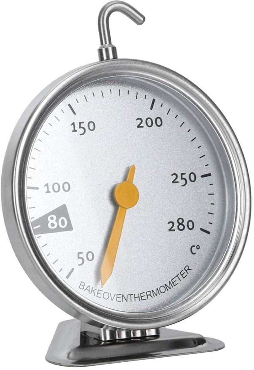 Dailygoods - Roestvrijstalen oventhermometer - Grote wijzerplaat - Direct aflezen - Hittebestendig - Keuken - Meetinstrument voor koken - Temperatuurb