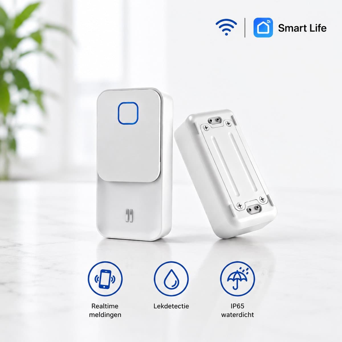 Evy24 Slimme Watermelder Wifi - Watersensor - Wateralarm - Waterlekkage detector - Waterdetector - Vochtmeter - Lekdetectie - Werkt met App