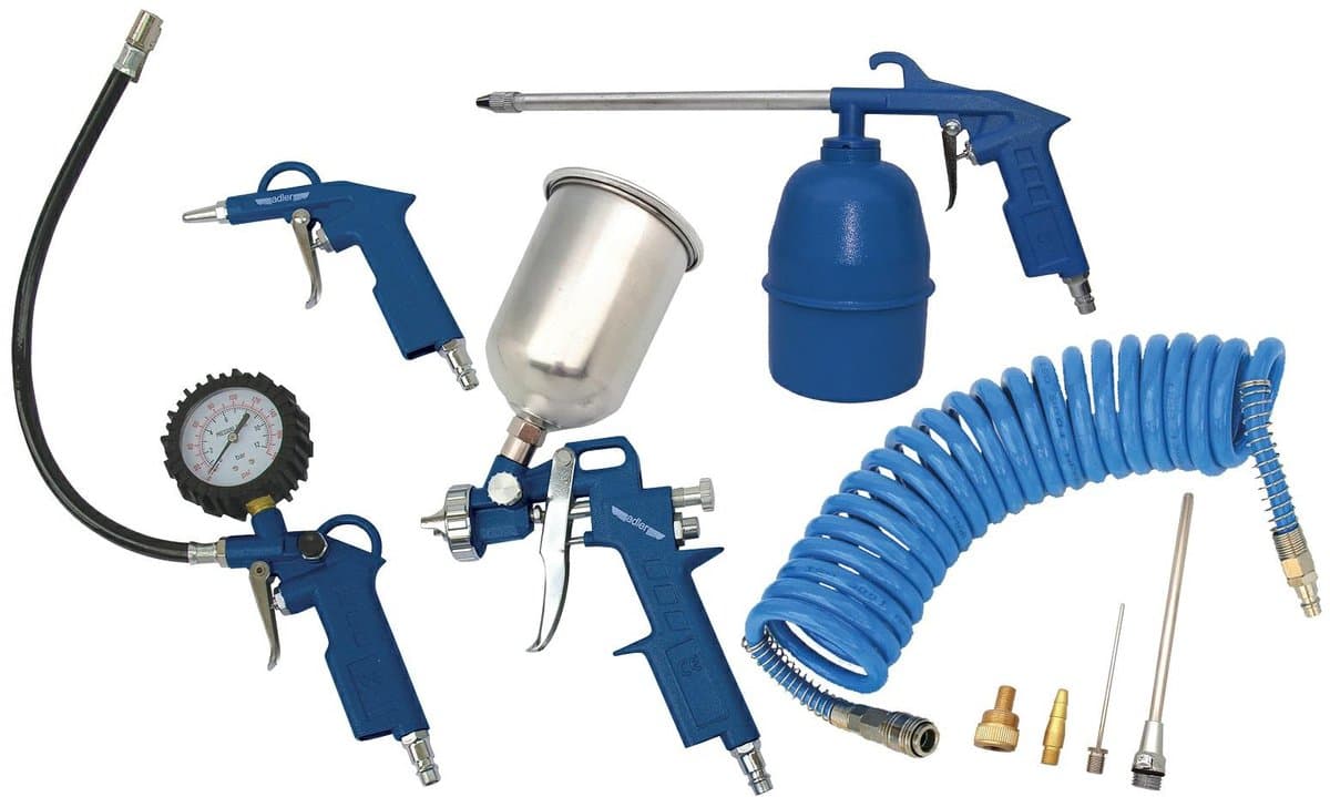 Adler AD-24Z - Pneumatisch Gereedschapset - 9 Stuks - Inclusief Luchtslangen - Spuitpistool