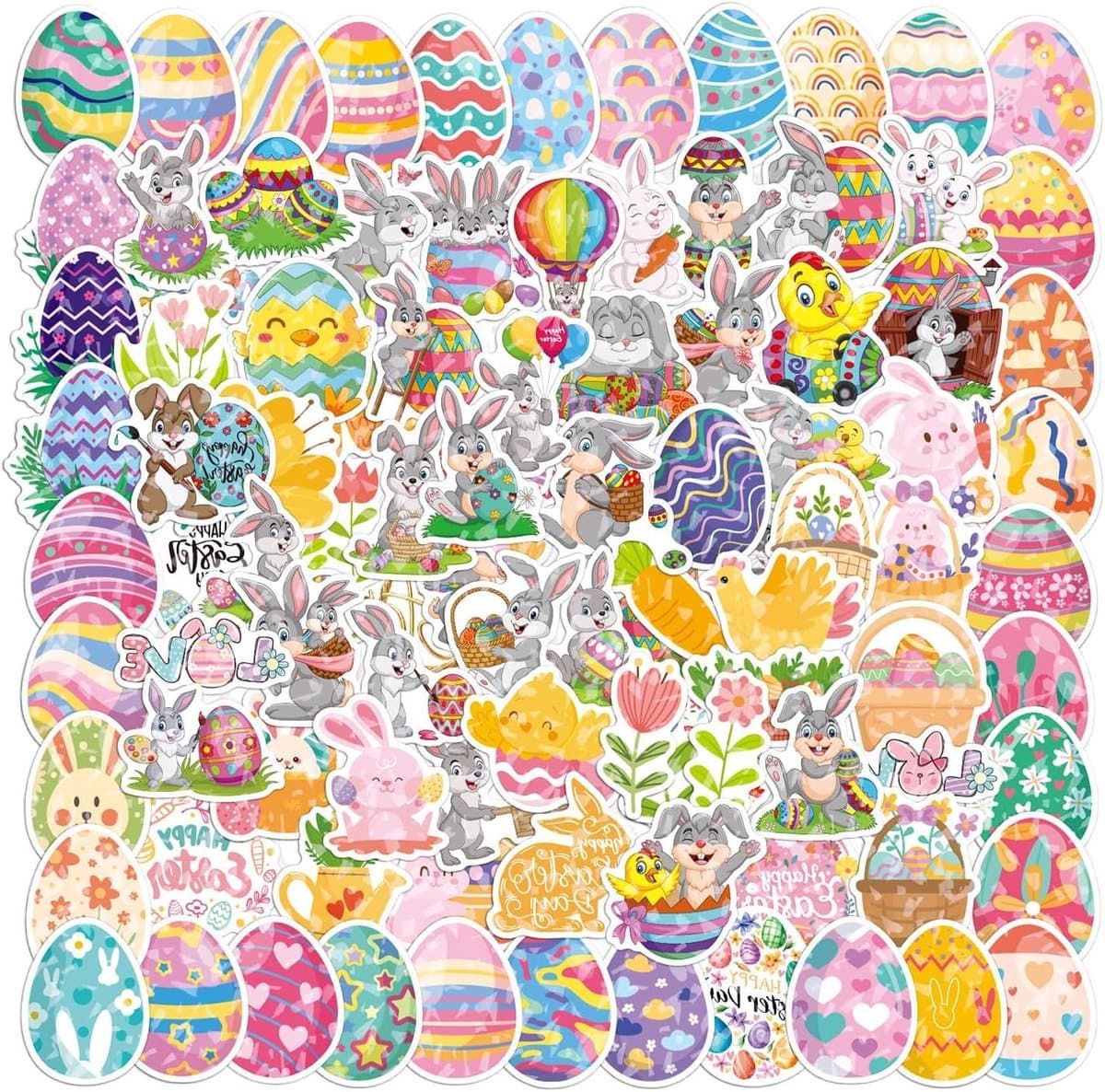 Paasstickers - Decoratie stickers - Voorwerpen personaliseren - Waterdicht en afwasbaar - 100 vellen - Kleurrijk