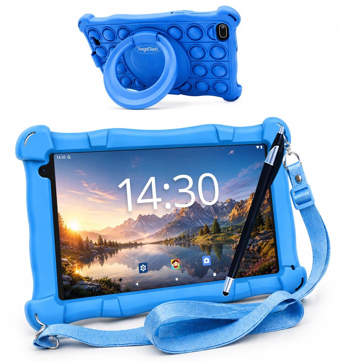 AngelTech Kindertablet Slim – 3+4GB RAM - 32+64GB – 100%Kidsproof - Vanaf 3 Jaar – 7 Inch - Ouderlijk Toezicht – Blauw