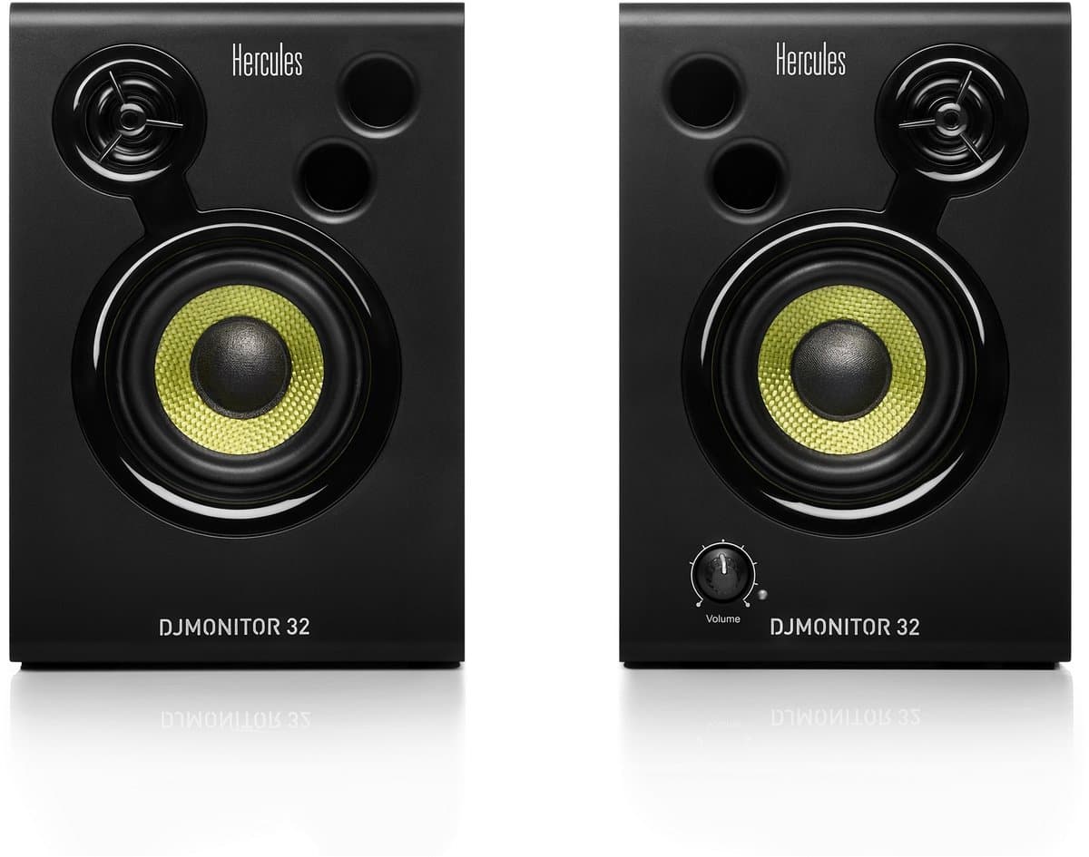 Hercules DJMonitor 32– Actieve 3-inch studio-monitorpaar – 2x 15 W RMS-speakers – Instapklasse DJ&studio