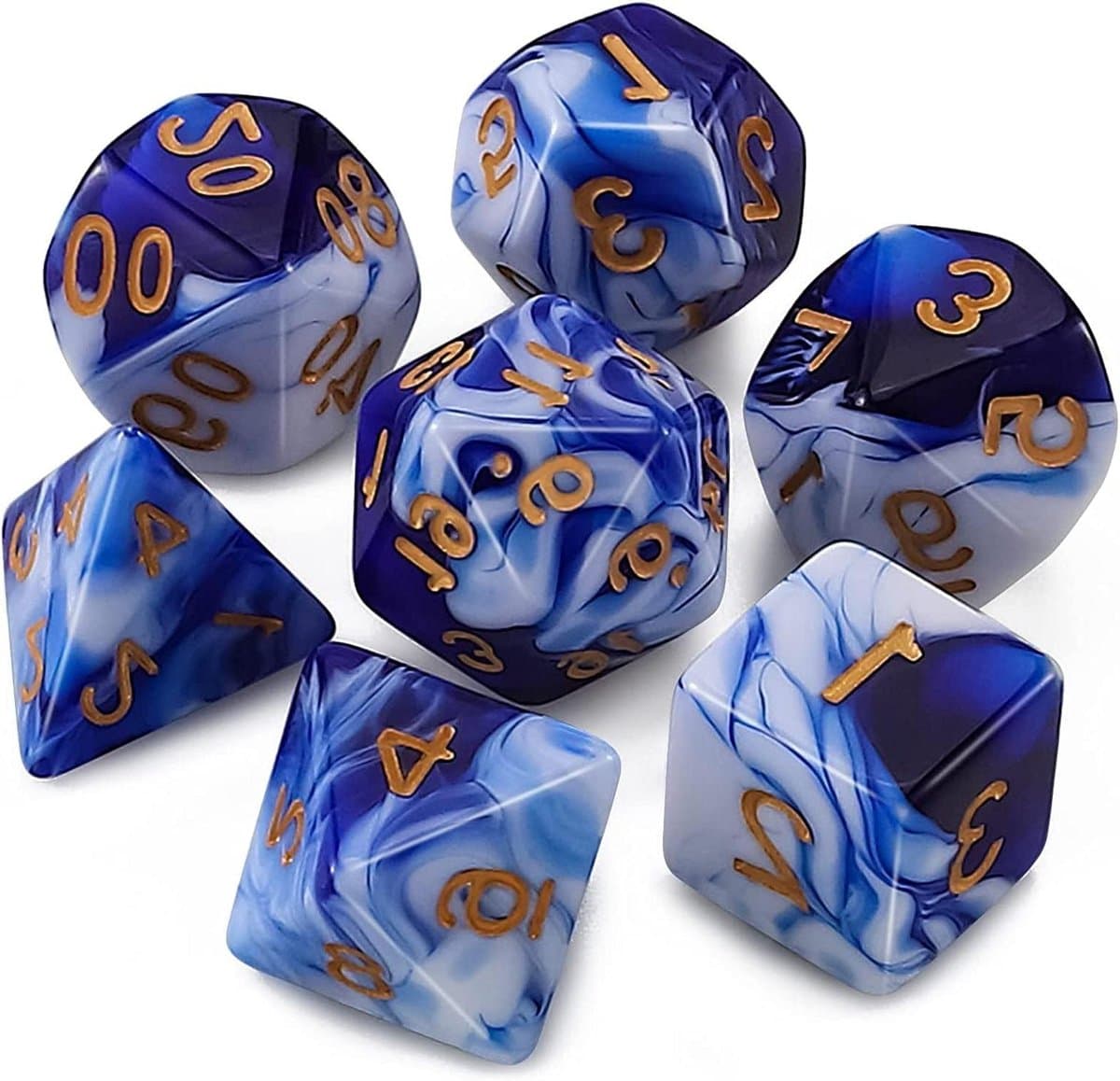 Polyhedral Dice Set - RPG Dobbelstenen - Tabletop Gaming - 7 Stuks - 40 x 40 x 15 mm