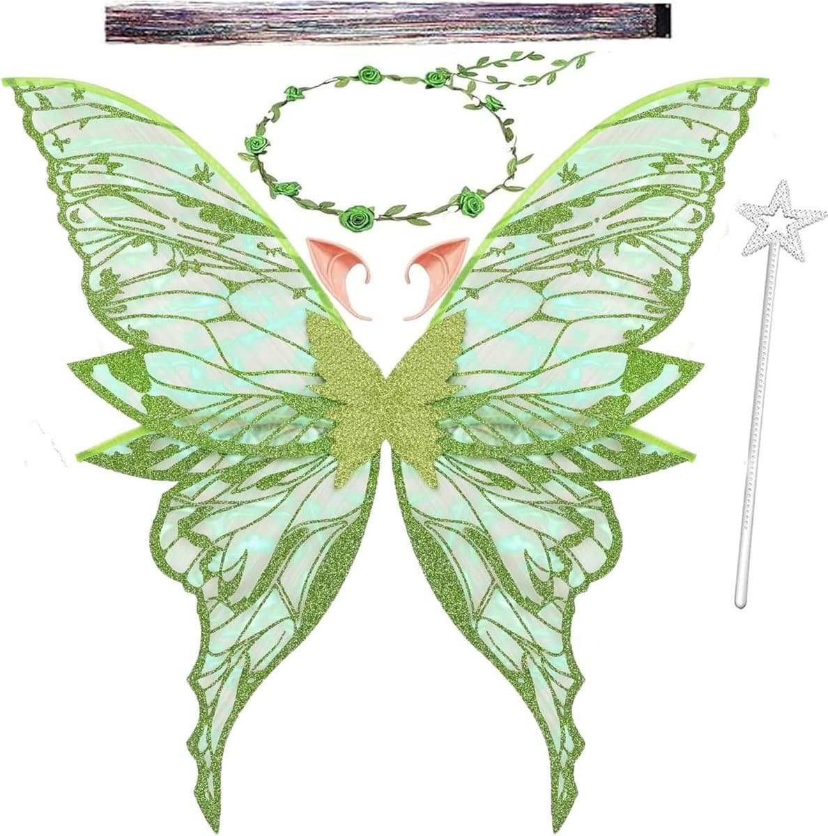 Betoverende Vlinderset met Elfenoortjes, Prinsessenvleugels, Hoofdband en Sterren voor Carnaval, Halloween, Verjaardagen en Cosplay