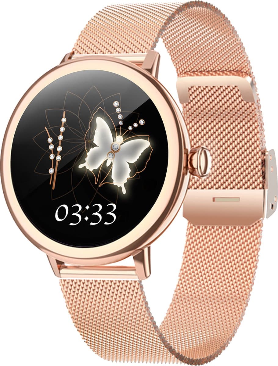 Bizoule Smartwatch Beleza - Smartwatch Dames Rosé-Goud - 1.1 AMOLED Touchscreen - 40mm - Horloge met Belfunctie - Stappenteller - Android en iOS