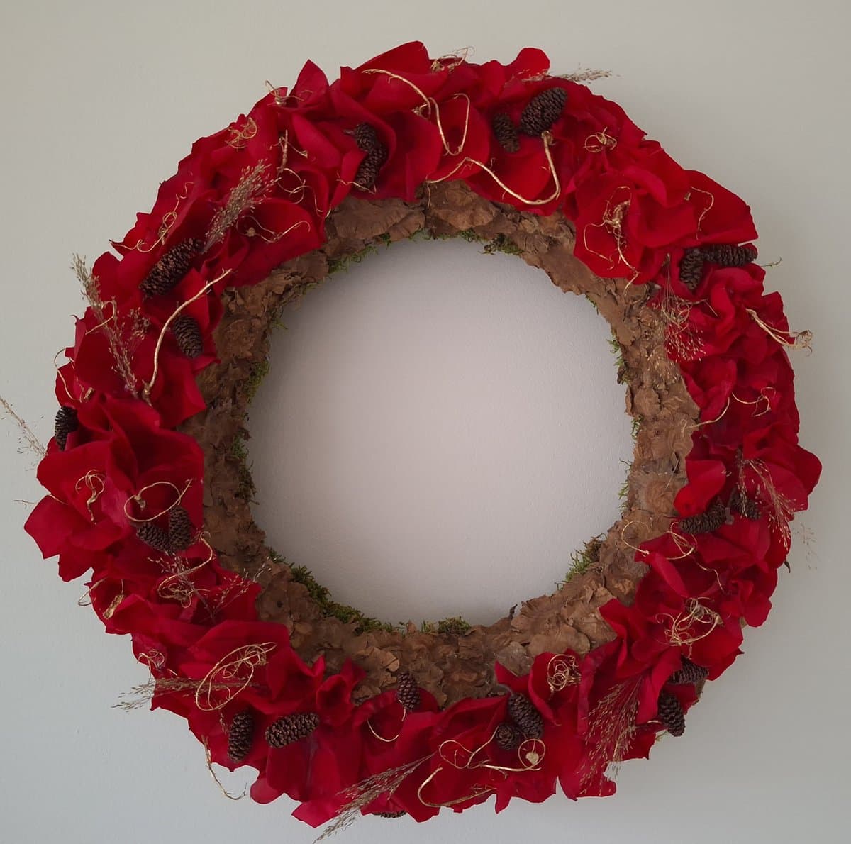 DIY Hobbypakket Krans - rozenblaadjes-45cm-natuurlijke materialen-rood