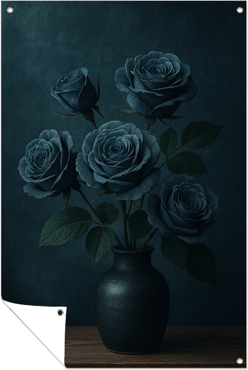 Rozen in vaas - Buiten - Tuin - Tuinposter - 40x60 cm
