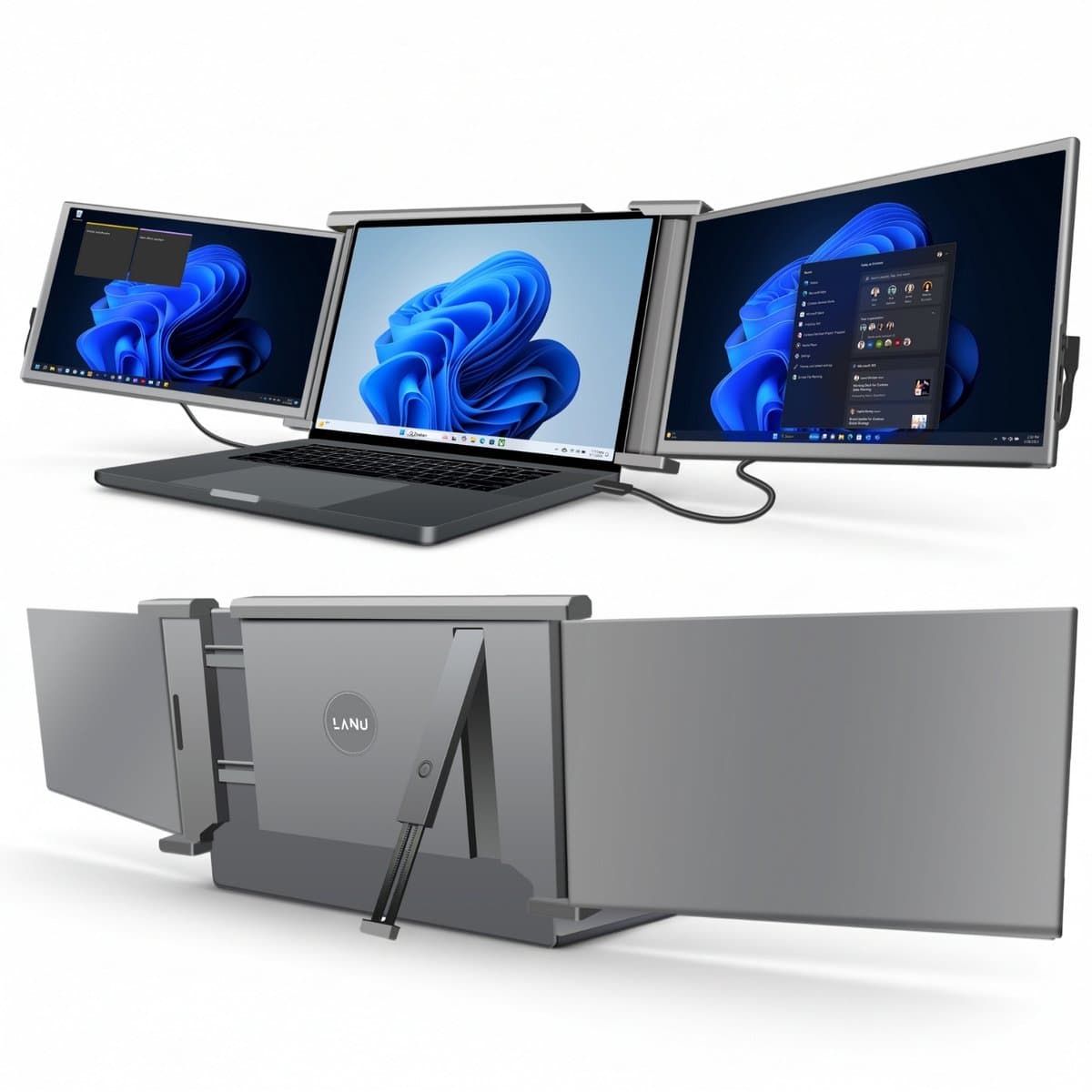 Triple Portable Monitor Expert 15.6" MultiCable - IPS Tri screen - Extra scherm laptop - Plug & Play - Incl. draagtas