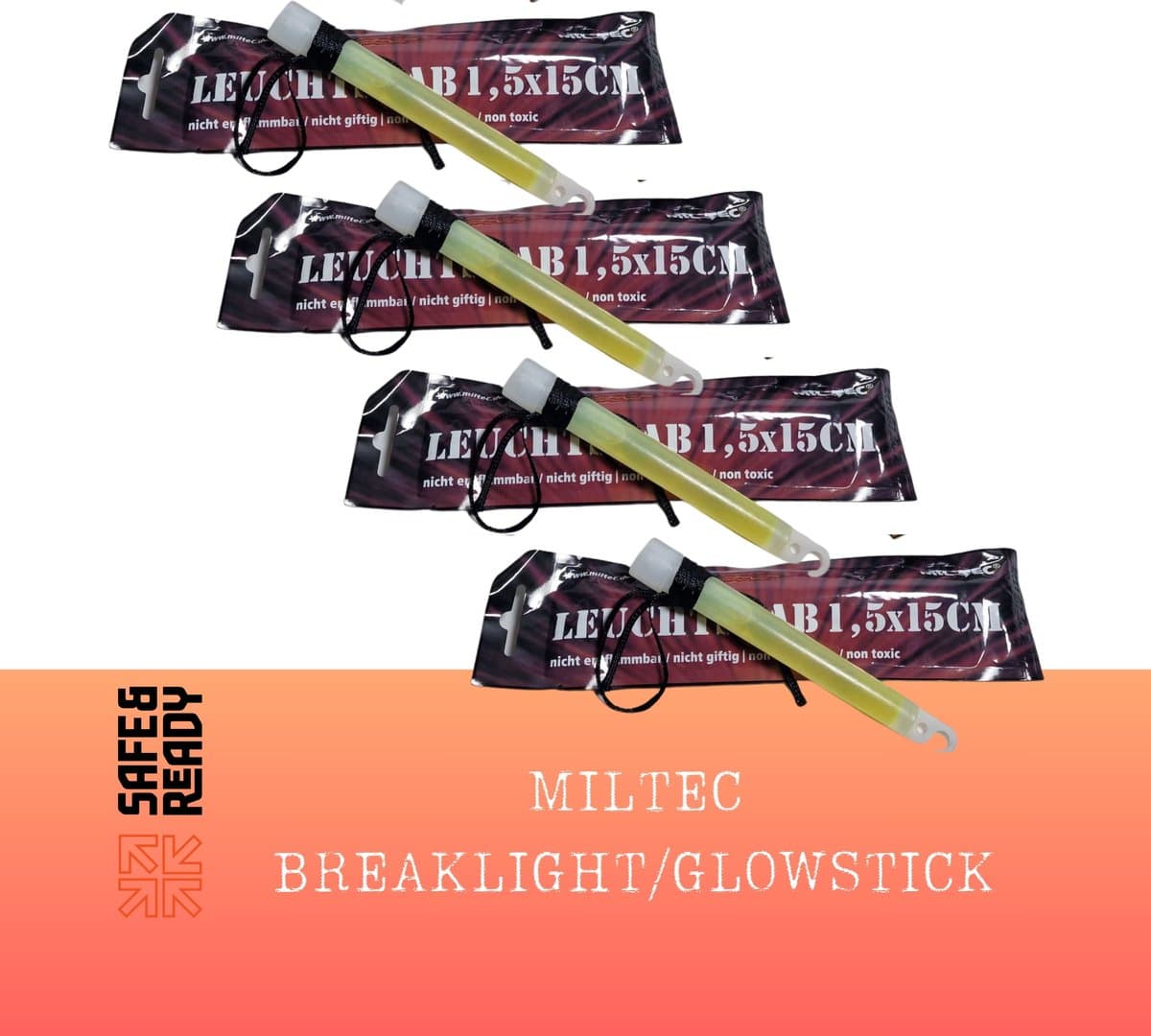 4 x Mil-Tec Professionele Breaklights - Glow sticks - Branden 8 tot 12 uur !!! - Outdoor - Survival - Noodpakket