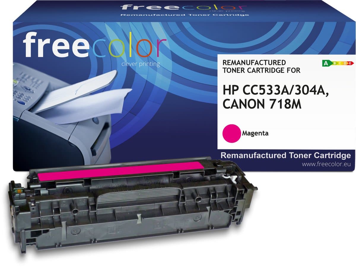 Freecolor - Vervangt HP 304A (CC533A) / Canon 718M Toner - Magenta - 2.800 pagina's - Compatible
