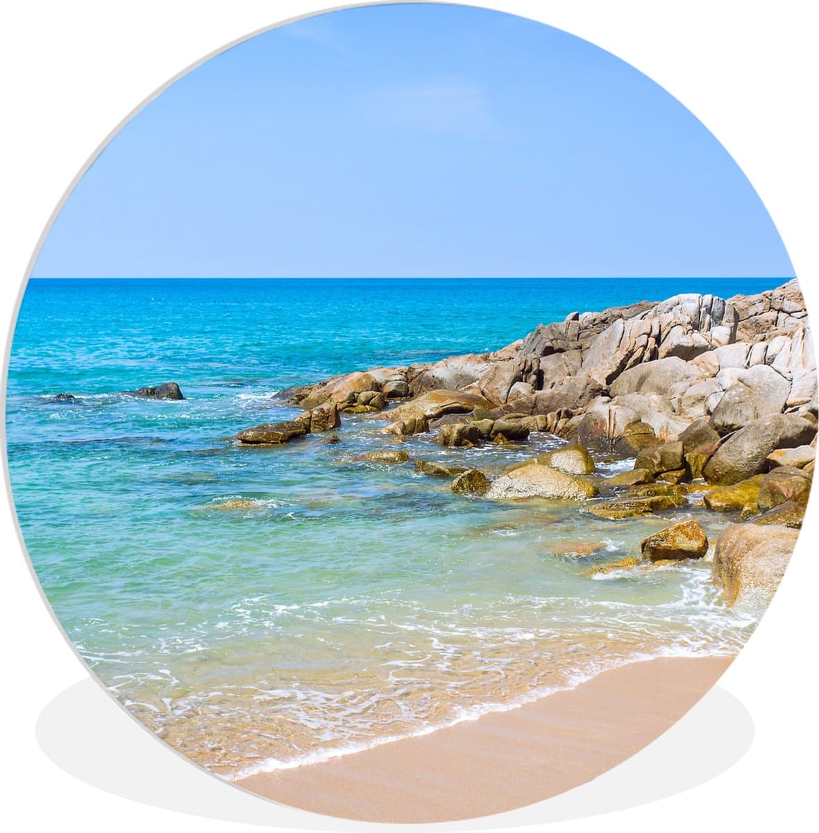 WallCircle - Wandcirkel ⌀ 90 - Strand - Zee - Tropisch - Zomer - Ronde schilderijen woonkamer - Wandbord rond - Muurdecoratie cirkel - Kamer decoratie binnen - Wanddecoratie muurcirkel - Woonaccessoires