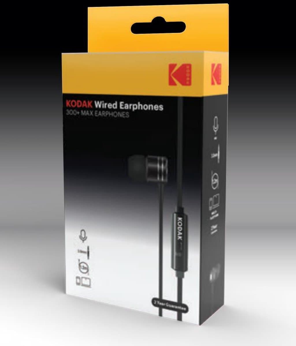 Kodak - 300+ - Max - Wired Earphones - Bedrade Koptelefoon met Microfoon en Afstandsbediening - 3.5MM - 1.2M
