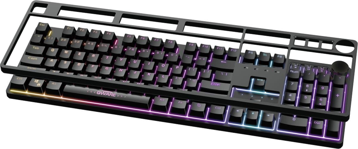 Qware Gaming - Toetsenbord - Daytona - Bedraad - USB - RGB - Multifunctionele Draaiknop - Qwerty