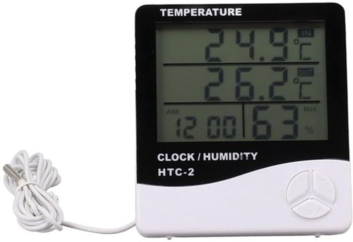 Digitale hygrometer - Temperatuurmonitor - Binnenklimaat - Groot scherm - 14°F tot 158°F - Wit