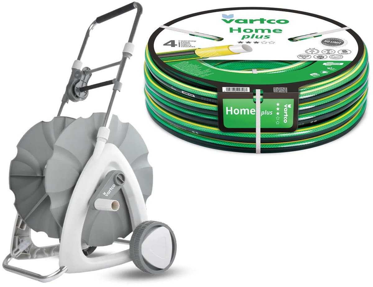 Tuinslangwagen 1/2" 45 m + Vartco Home Plus-tuinslang 1/2" 30 m Agaplast