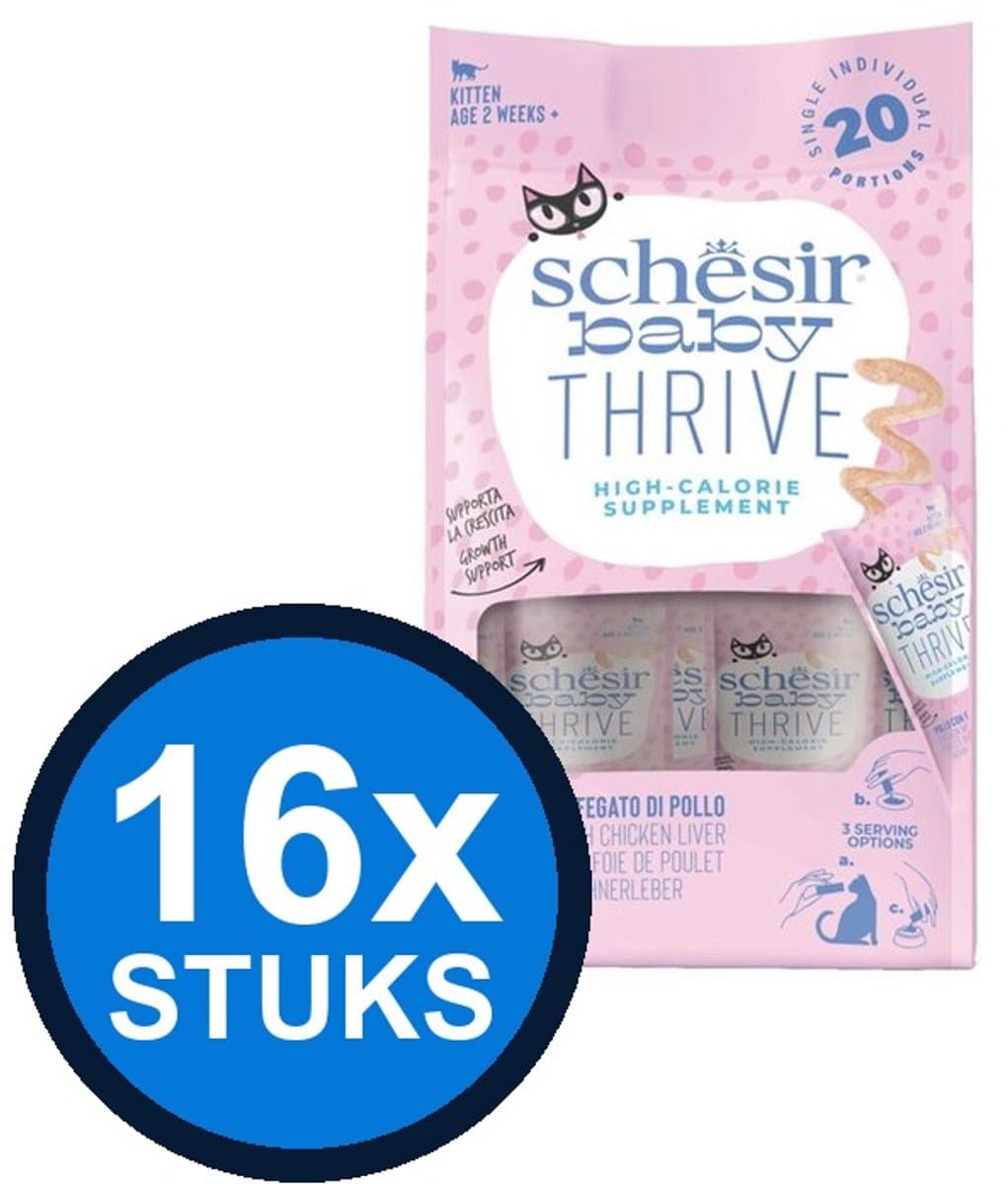 16x Schesir Baby Thrive kitten pouch mousse kip supplement 20x8gr