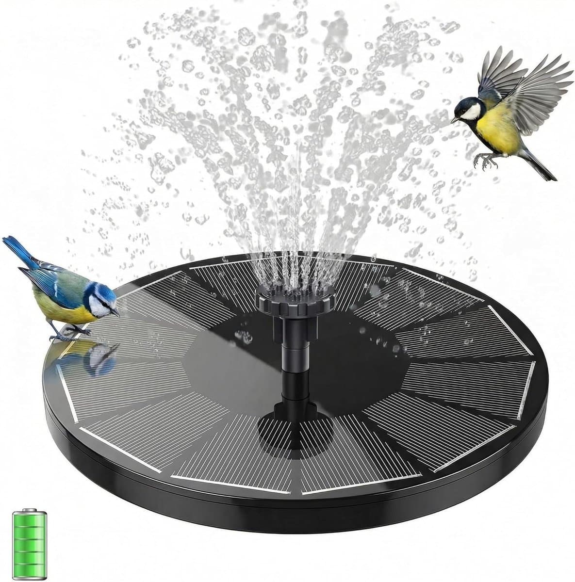 Fontein op zonne-energie - Vijverpomp drijvend - Tuin decoreren - Ingebouwde accu - 35 W - Zwart