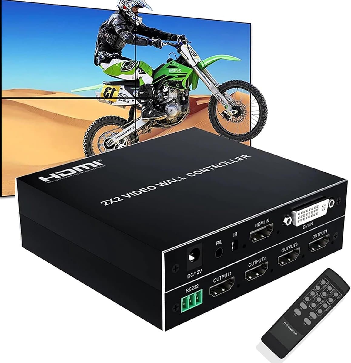 Video Wall Controller - Beeldsplitser - Grote Schermen Maken - 8 Weergavemodi - 2x2 - Zwart