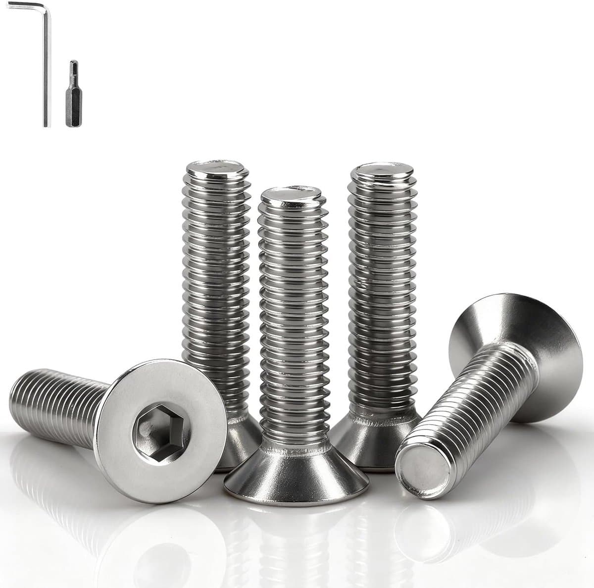 Set van 180 RVS Verzinkte Schroeven M4 x 12 mm met Zeskantkop, DIN 7991/ISO 10642, Geschikt voor Bouw en Meubelmontage