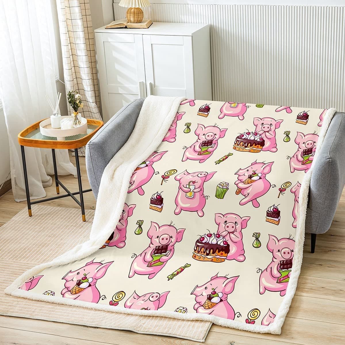 Solidchoice - Schattig Varkens Fleece Dekentje voor Kinderen, 50x60 Inch