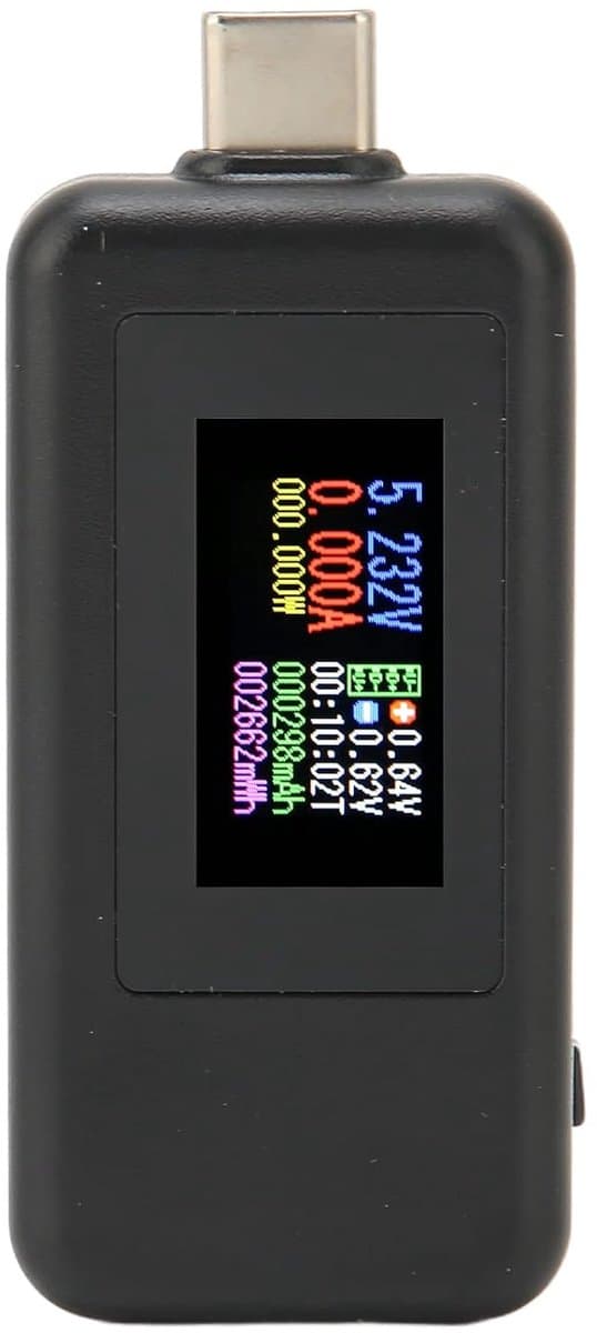 USB C Power Meter - USB Tester Detector - Opladen Monitoren - IPS HD Kleurenscherm - 5.1A - Zwart
