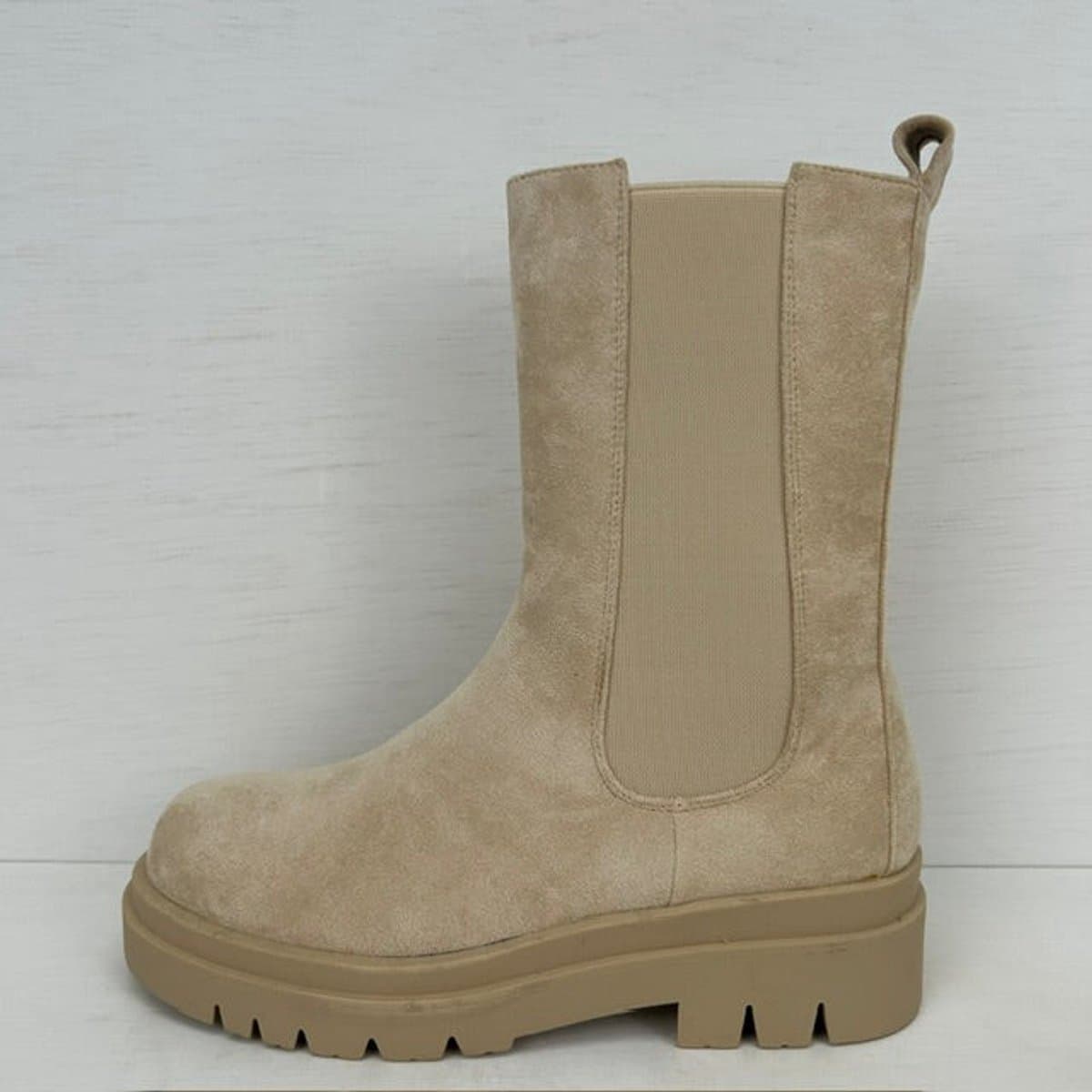 Stoere boots met elastiek beige Beige / 38